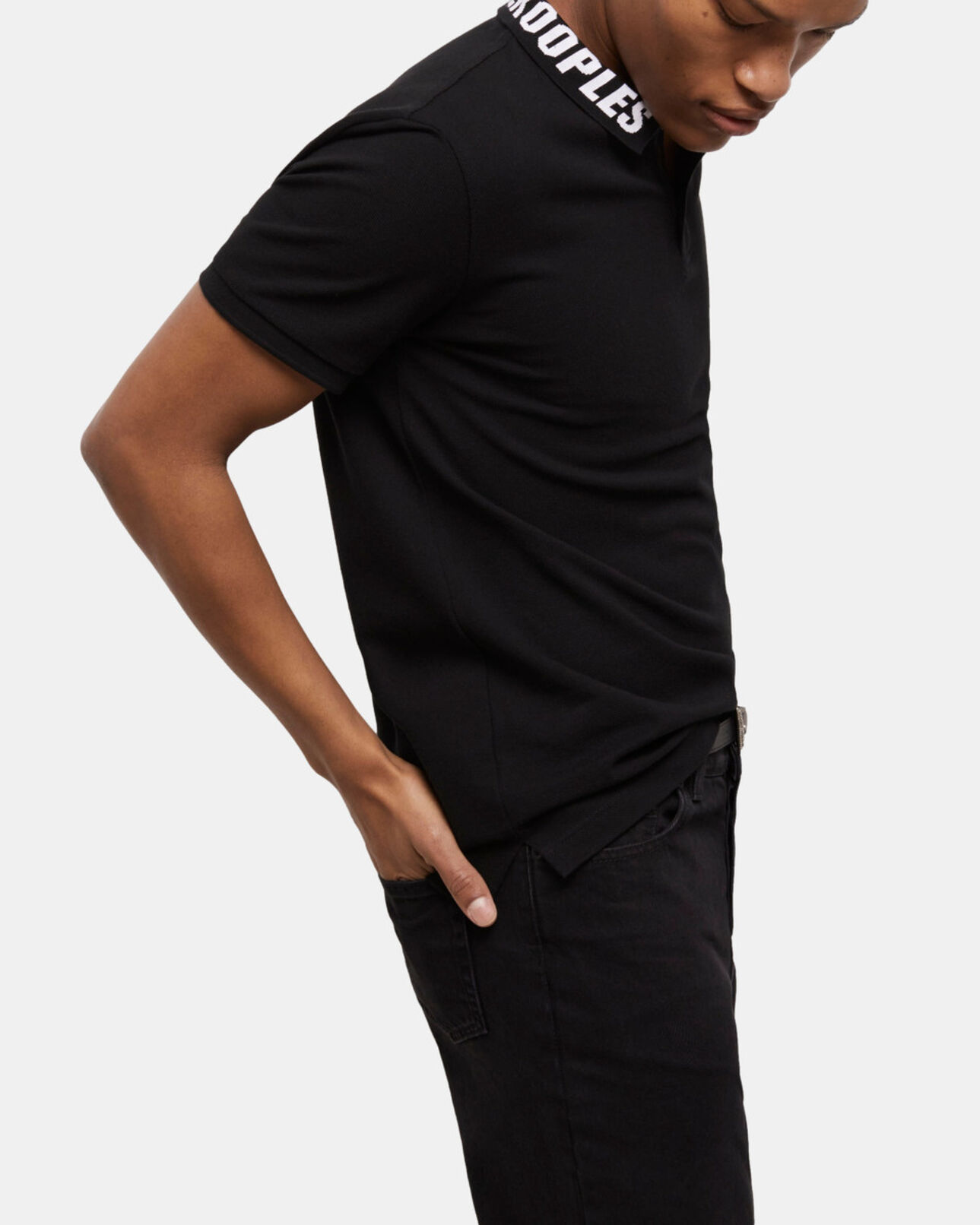 The Kooples HOMME BLACK polo à col logo noir