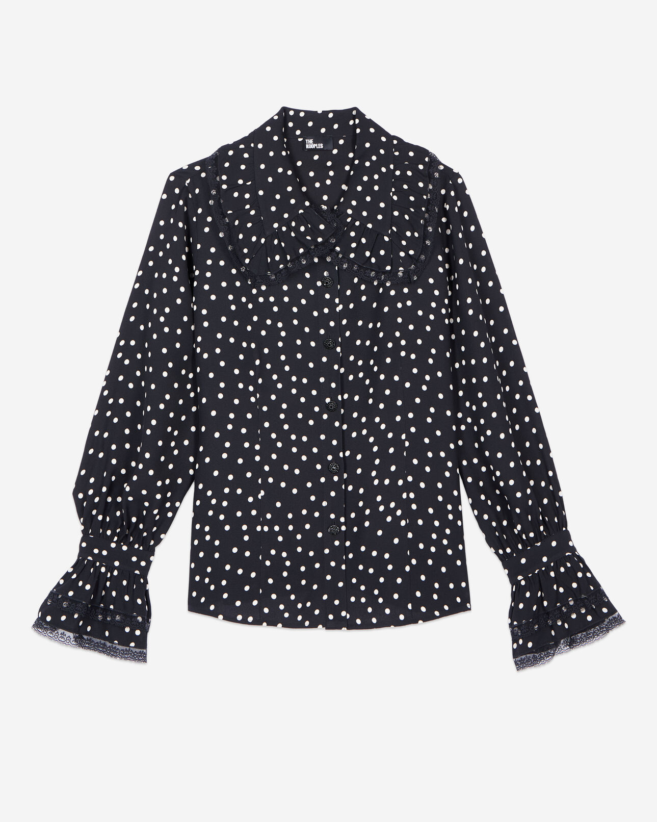 The Kooples WOMEN BLACK WHITE black polka dot shirt