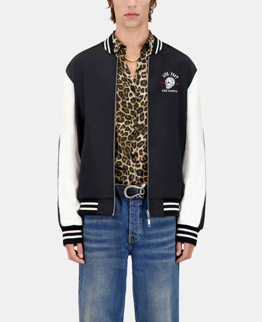 The Kooples HOMME BLACK blouson réversible satiné avec broderie noir