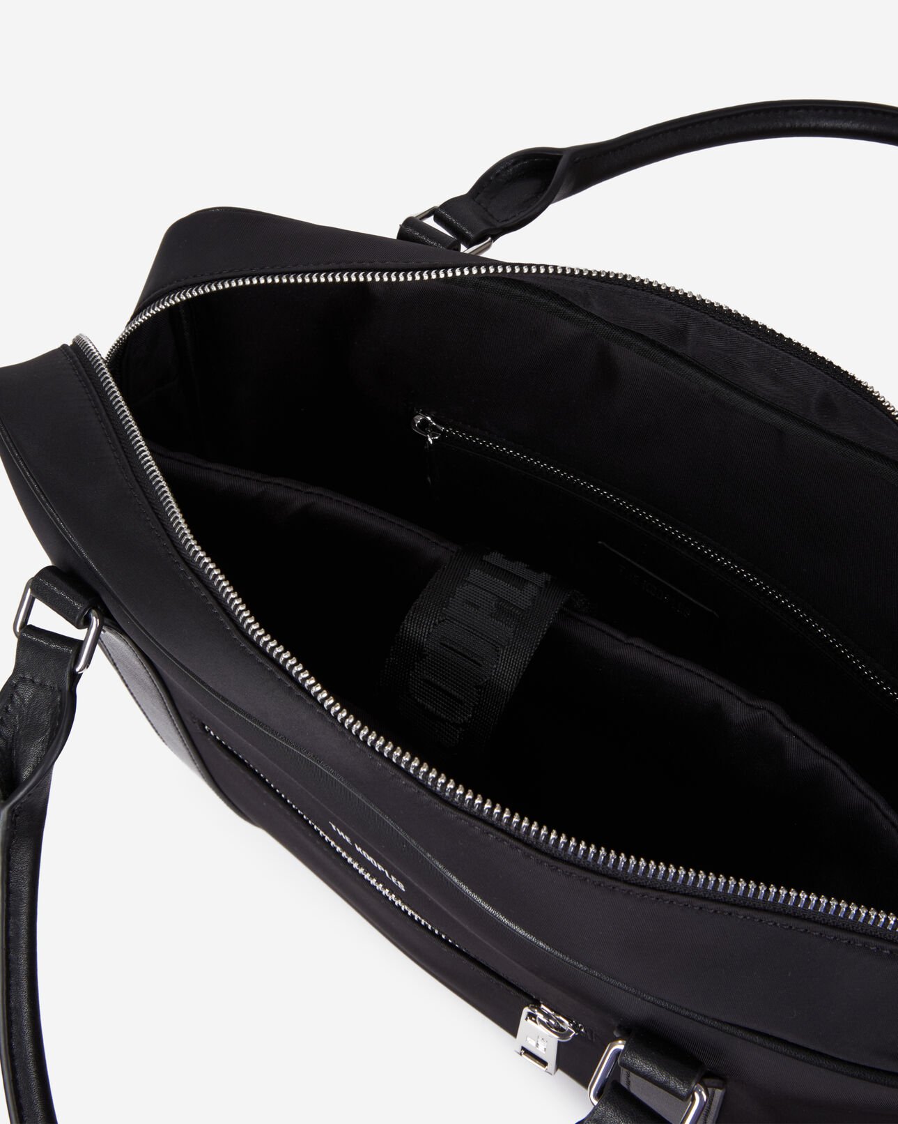 The Kooples HOMME BLACK porte-documents en cuir et fibre nylon noir