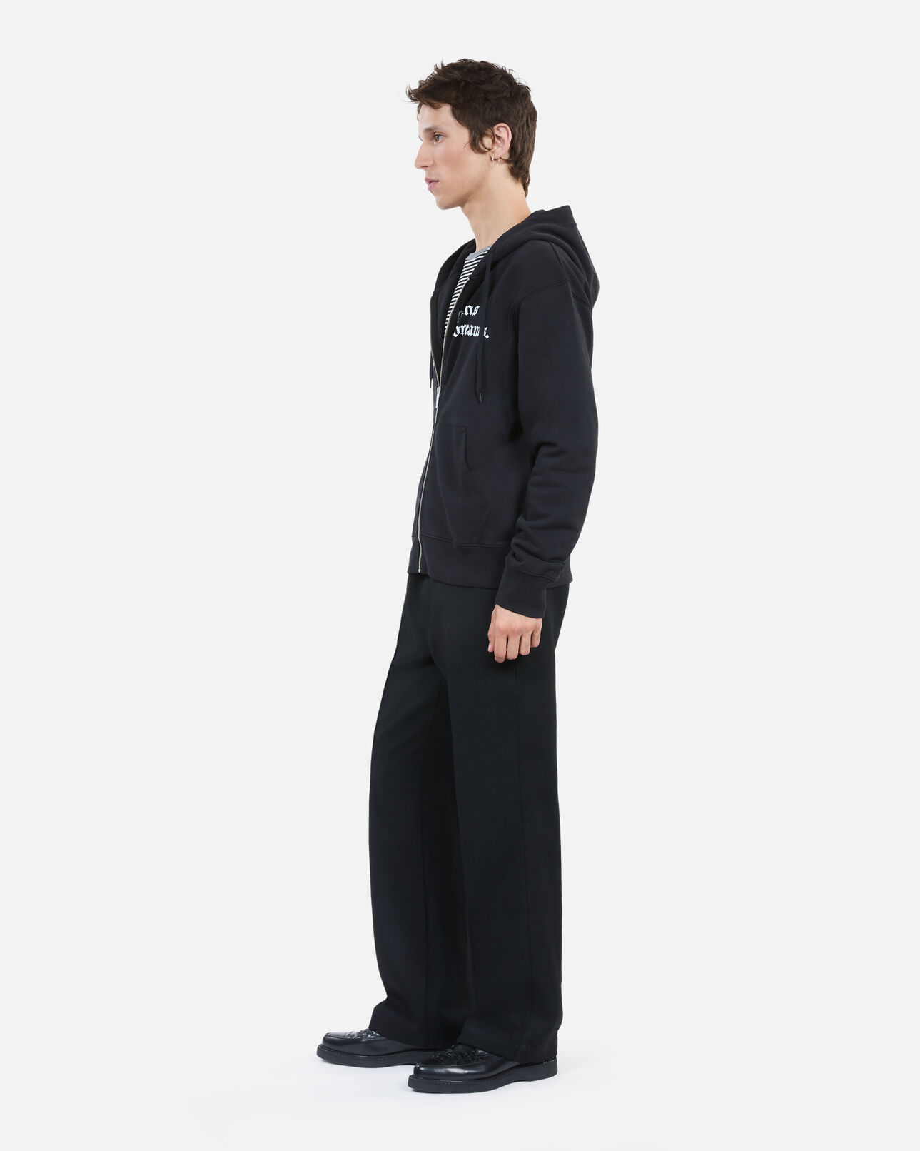 The Kooples HOMME BLACK WASHED sweatshirt à capuche et sérigraphie noir