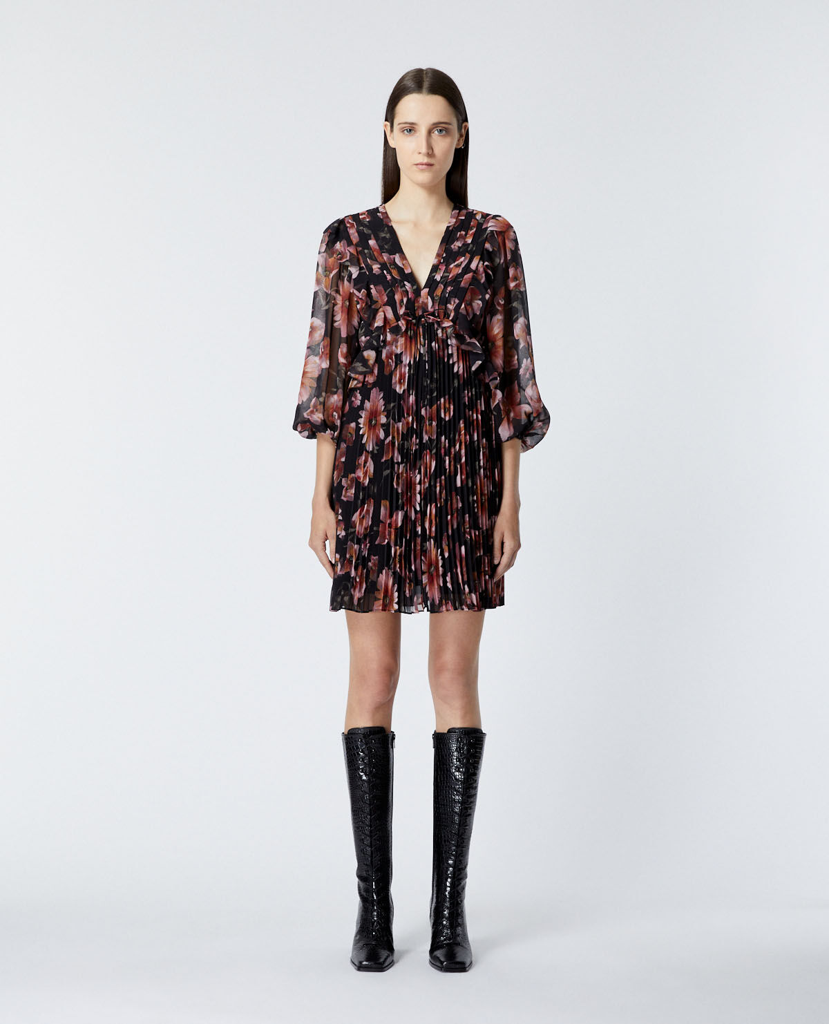 The kooples red new arrivals pleated shirt dress