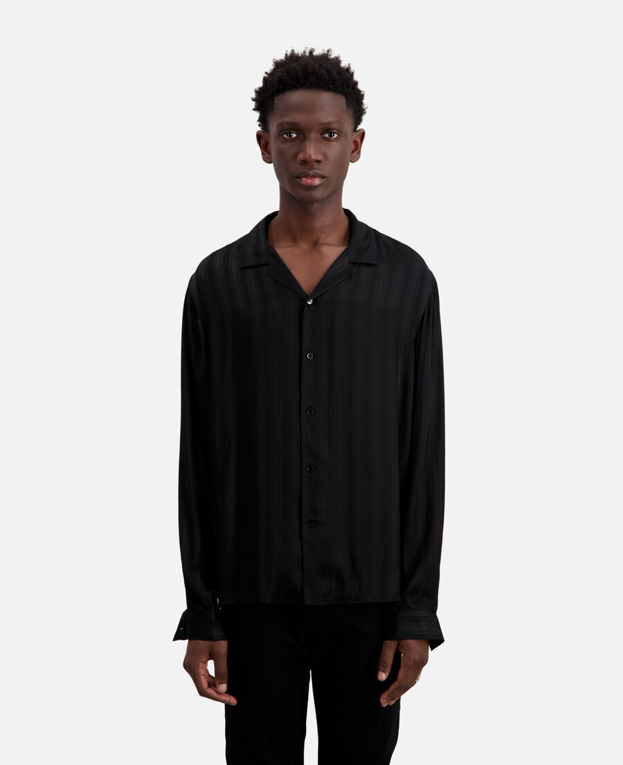 schwarzes jacquard-hemd mit streifen