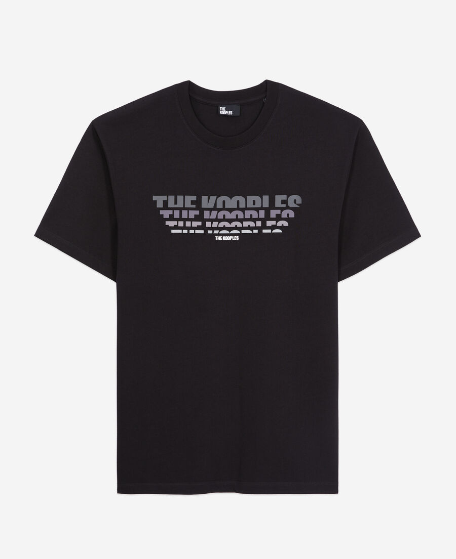 t-shirt homme noir avec sérigraphie logo en dégradé de couleur
