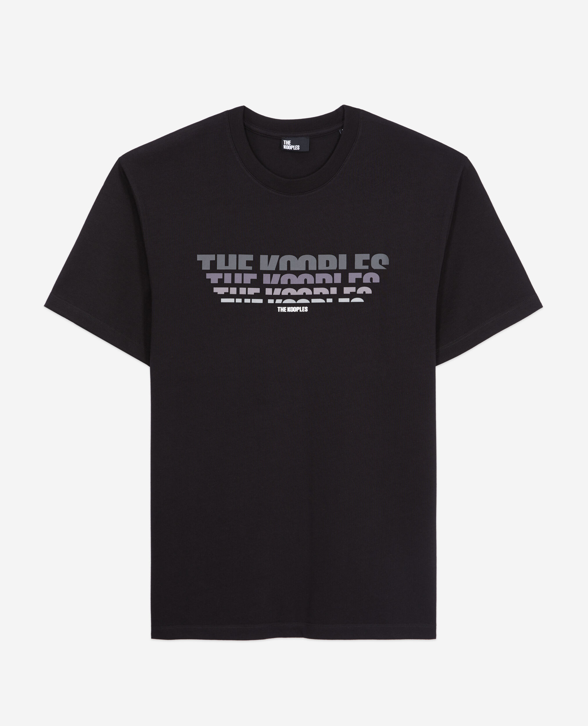 Men's black t-shirt with color gradient logo serigraphy, BLACK, hi-res image number null