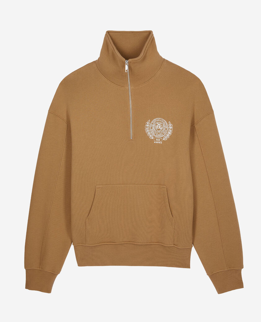 The Kooples MEN LIGHT BROWN brown sweatshirt with blazon serigraphy