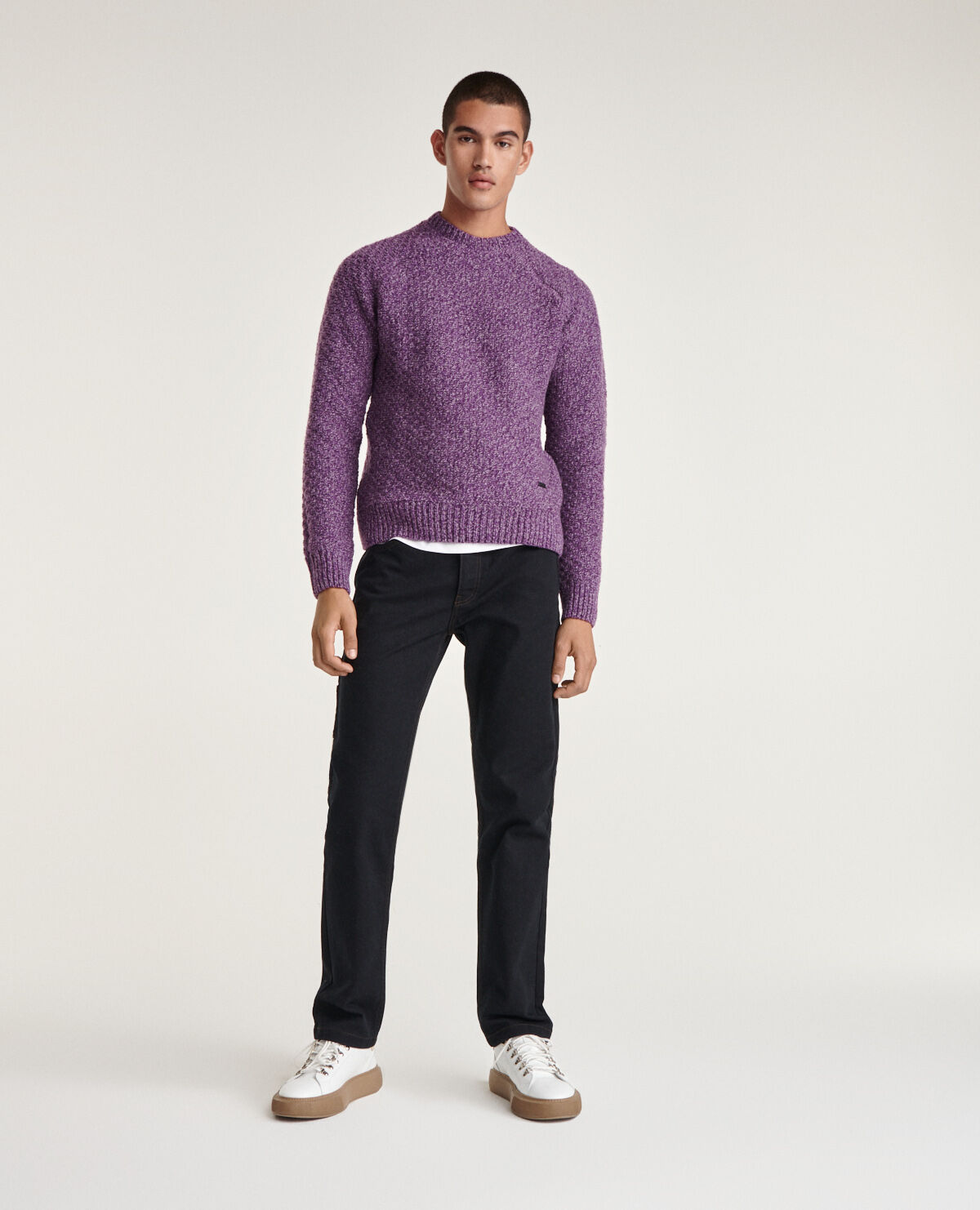 Purple wool sweater with a honeycomb texture The Kooples UK