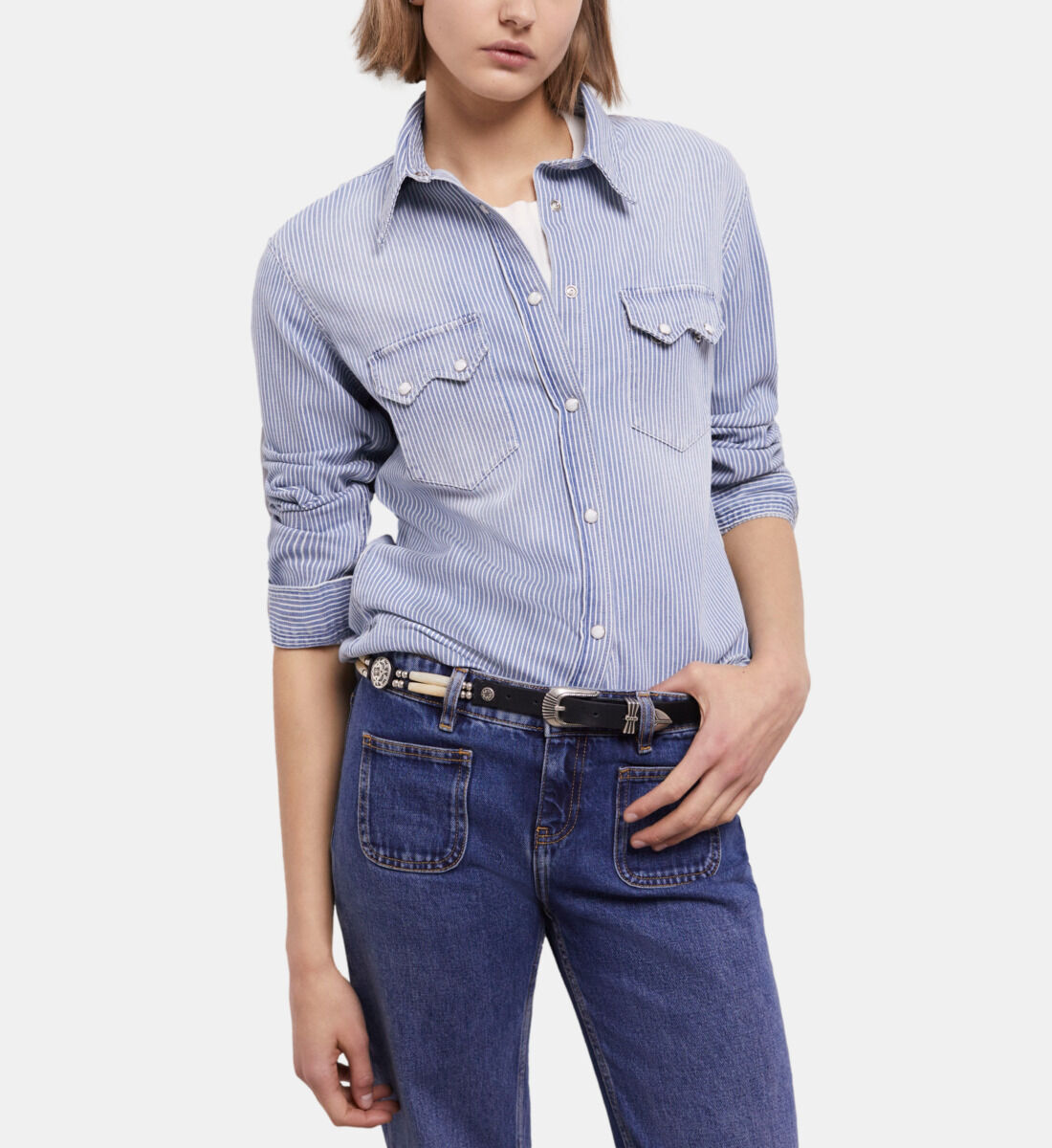 Faded denim clearance shirt womens