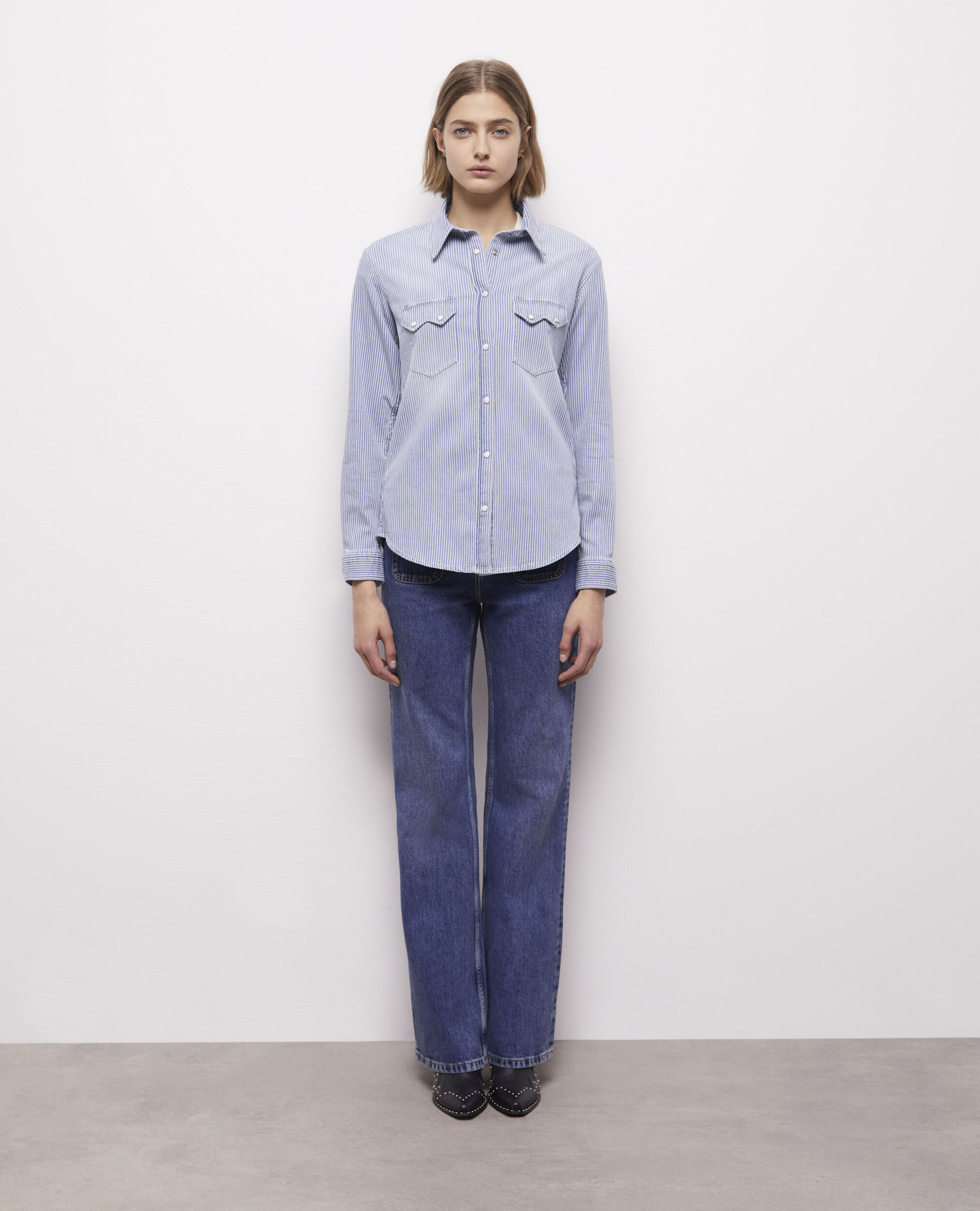 Chemise à rayures bleues et blanches, BLUE DENIM, hi-res image number null