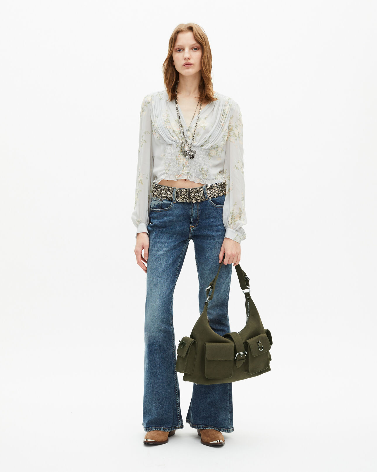 The Kooples WOMEN KAKI amelia xl bag in khaki canvas