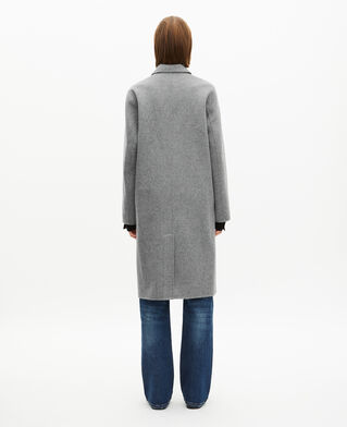 The Kooples WOMEN GREY long double-faced coat with grey cape