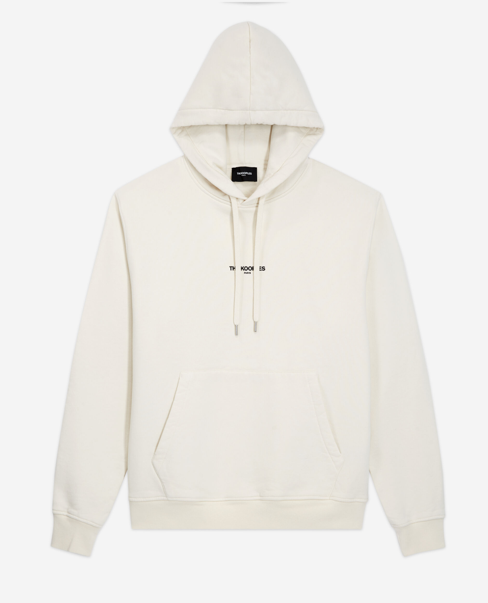 Ecru hoodie with pouch pocket, OFF WHITE, hi-res image number null