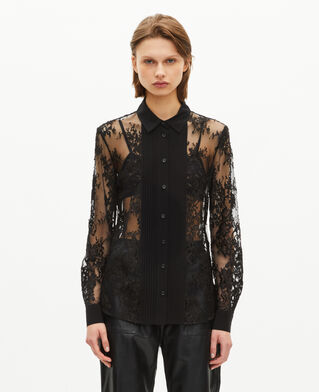 The Kooples WOMEN BLACK black lace sheer shirt