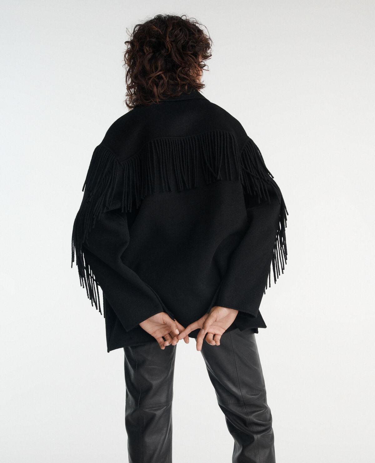 Veste a frange noir cheap