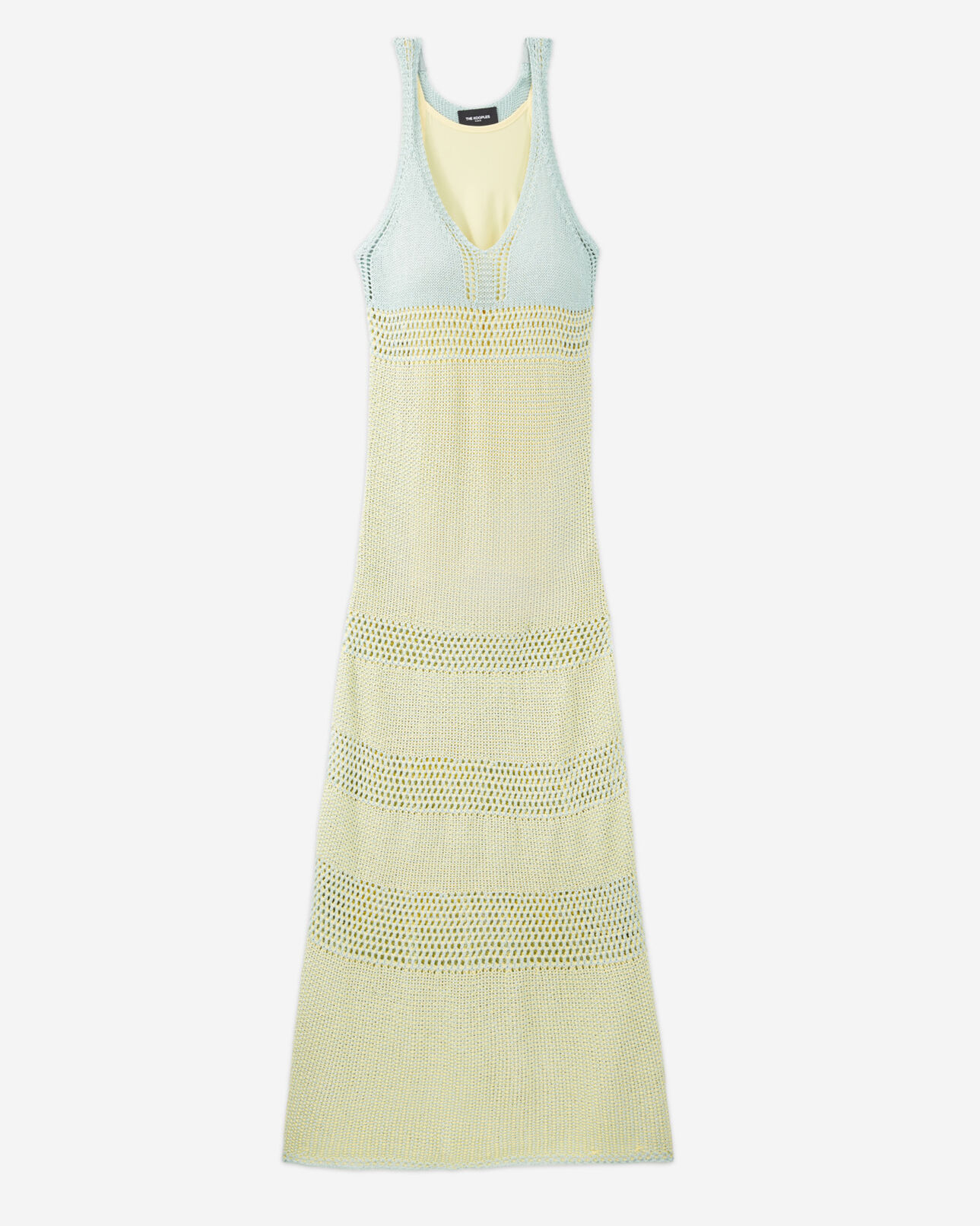 The Kooples FEMME YELLOW / GREEN robe en maille imprimée verte et jaune
