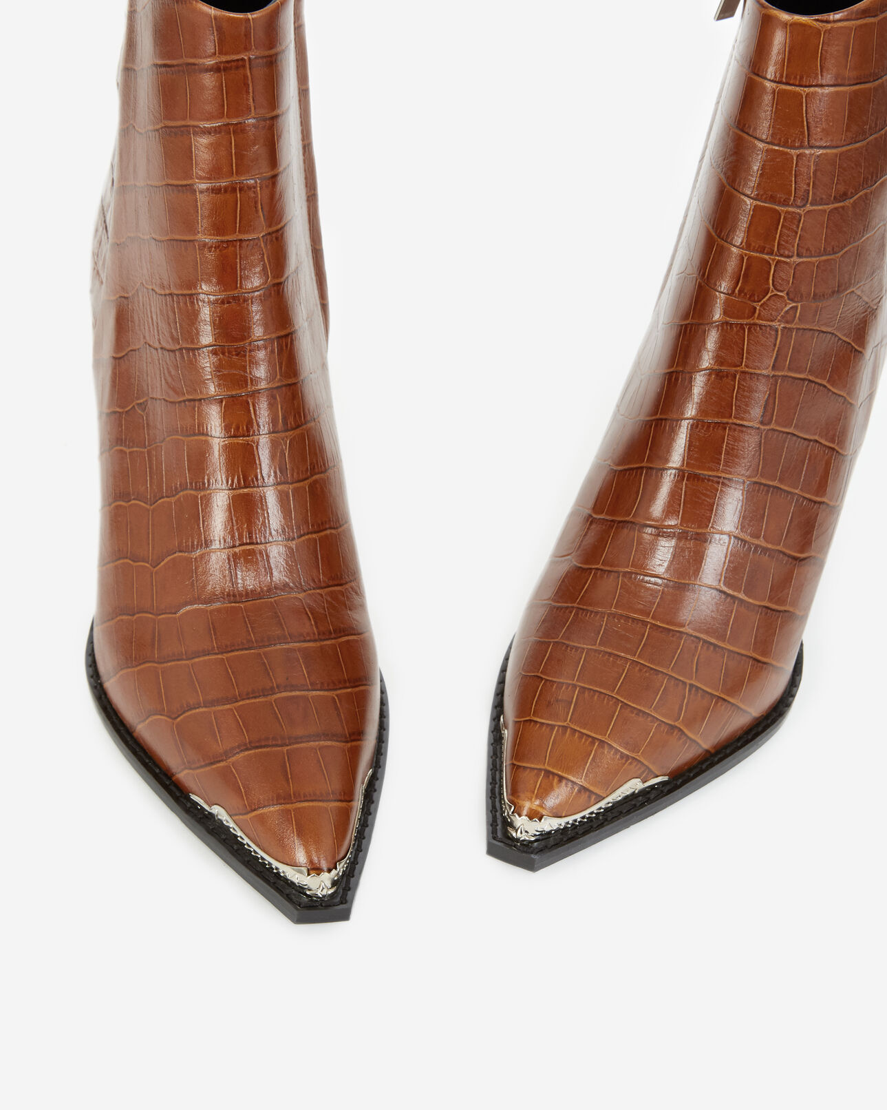 The Kooples FEMME BROWN bottines marron à talons détail argenté