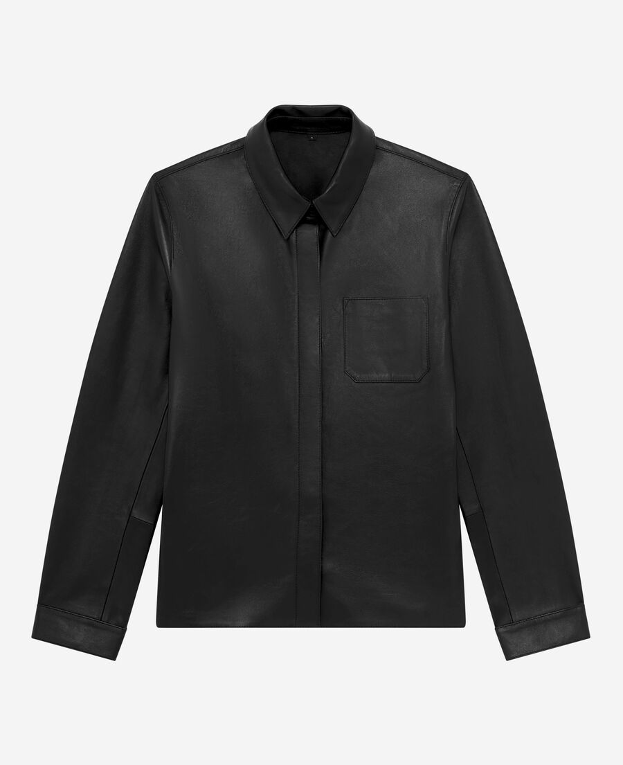 The Kooples F BLACK black leather shirt