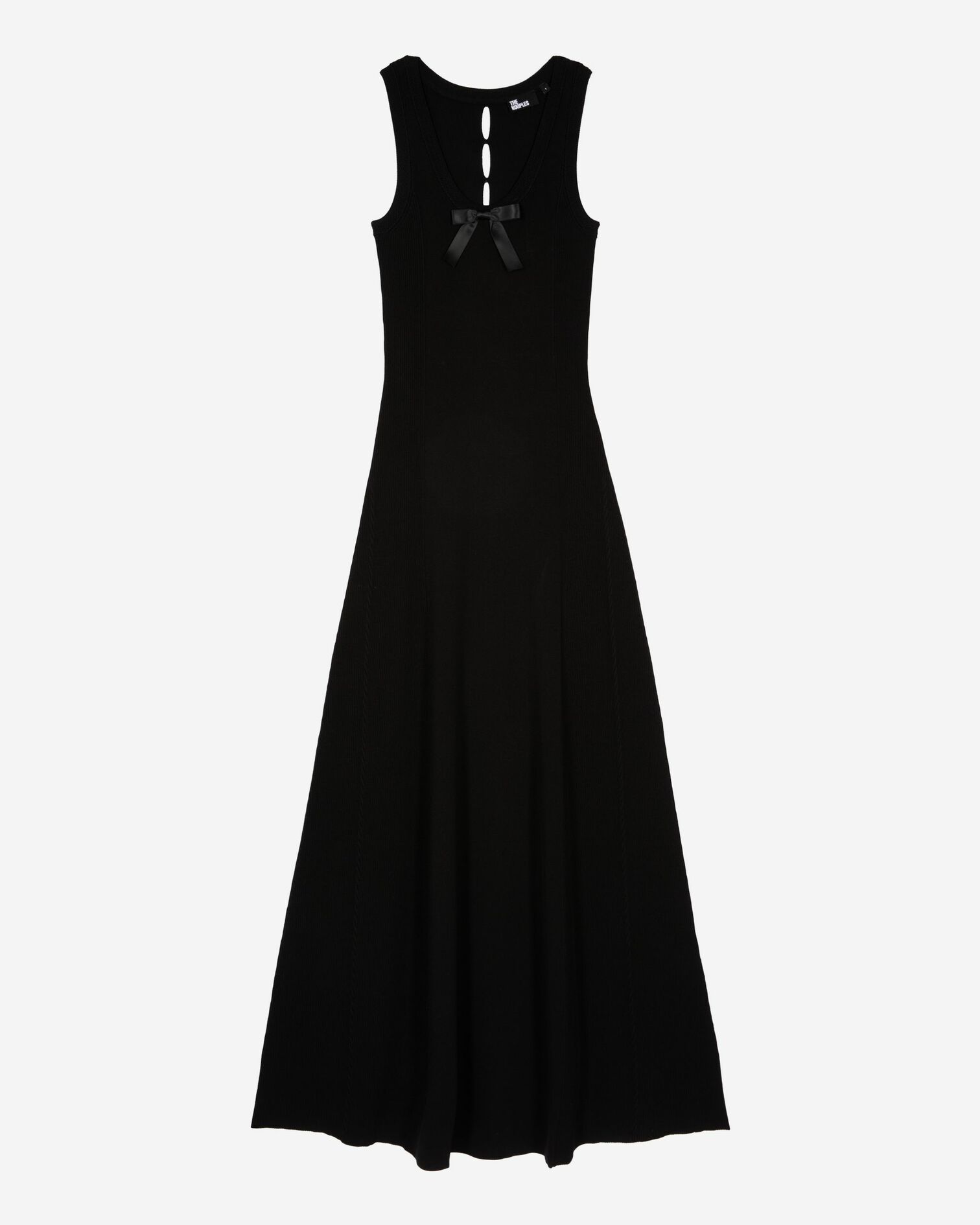 Langes Kleid aus schwarzem Strick, BLACK, hi-res image number null