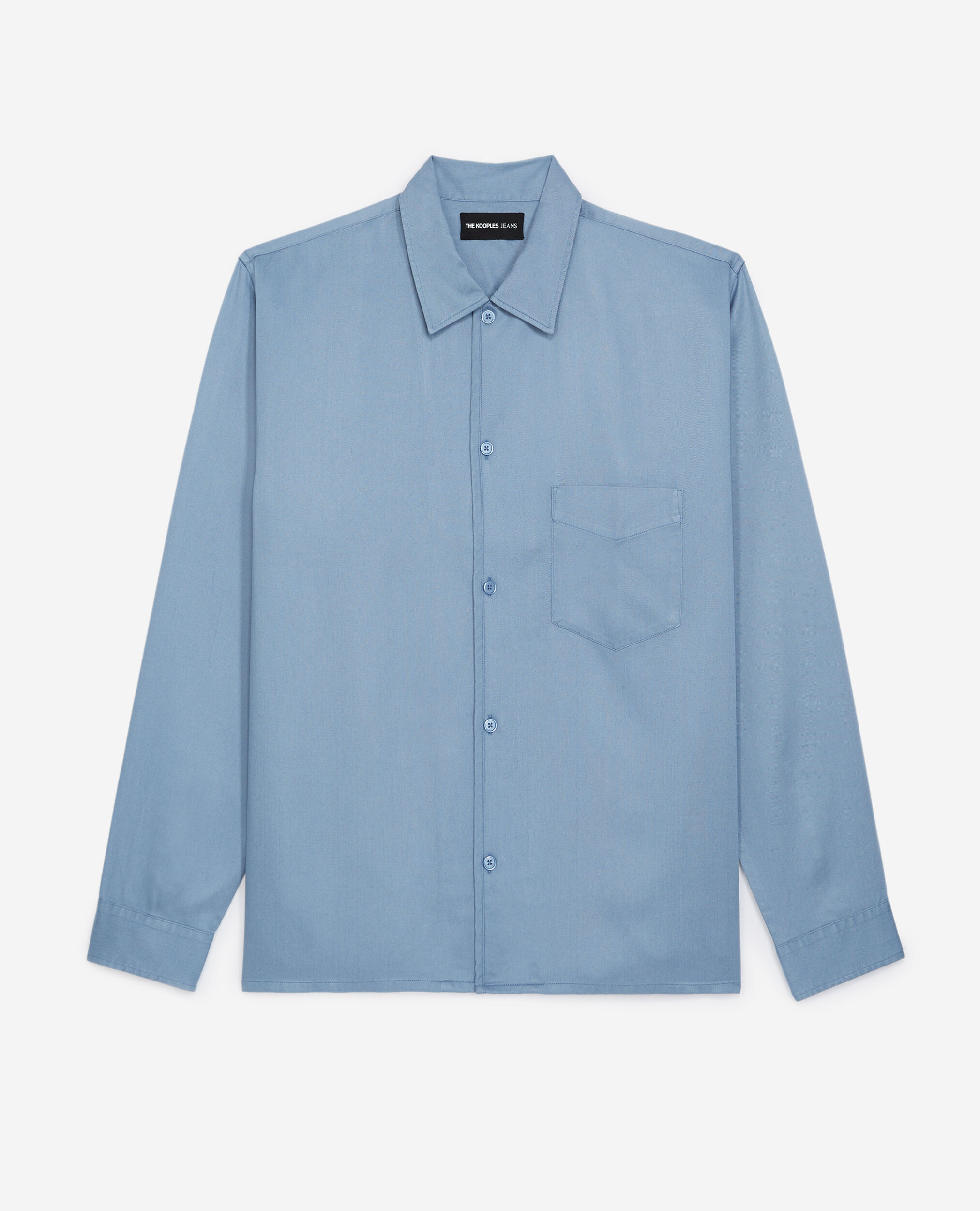 Chemise col classique bleue à poche, BLUE GREY, hi-res image number null