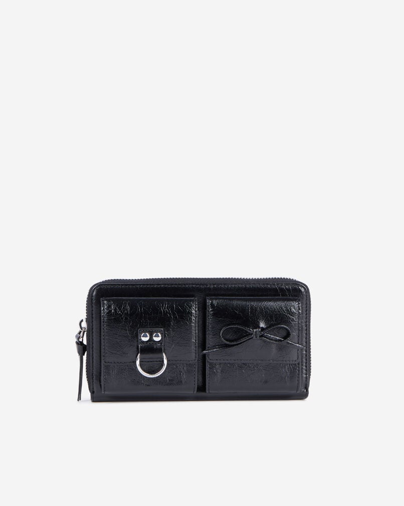 The Kooples FEMME BLACK portefeuille amelia en cuir noir