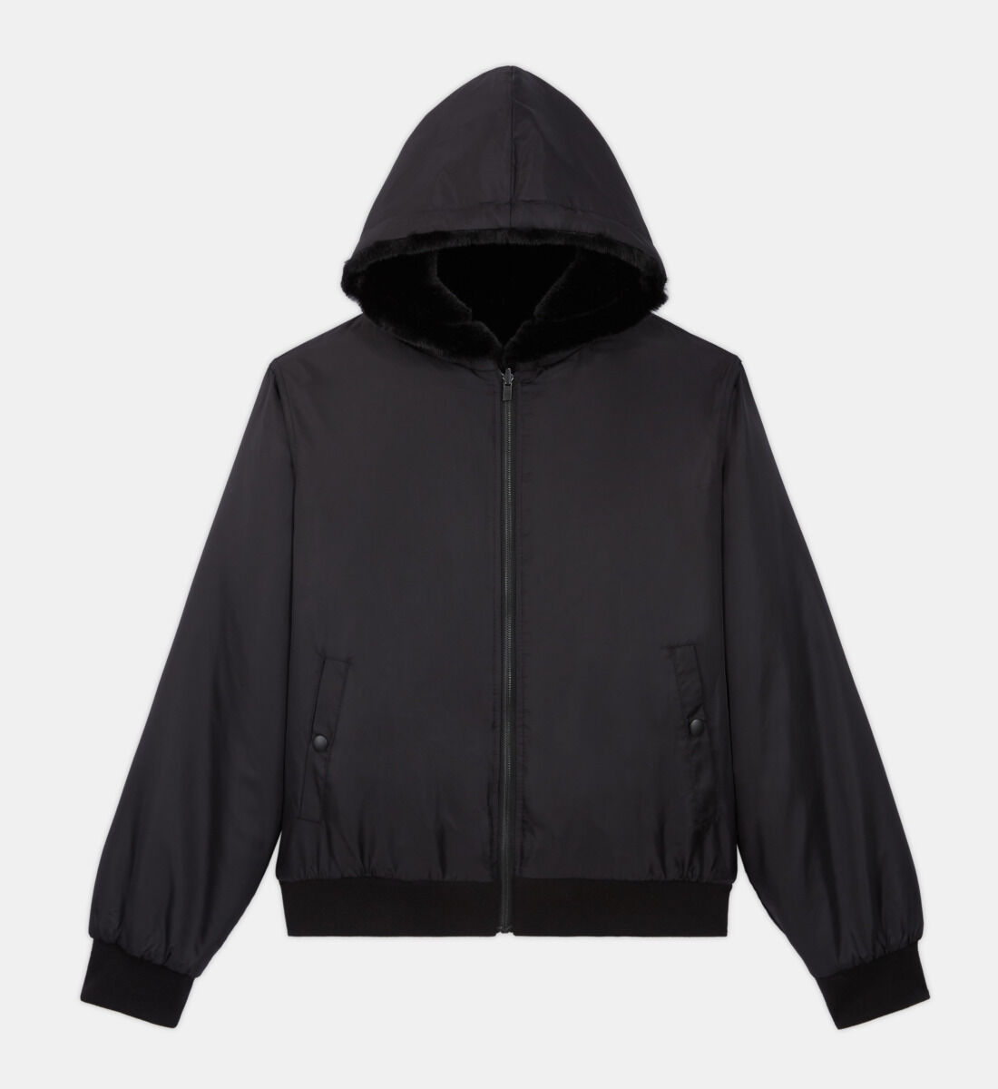 Plain black coat with hood online