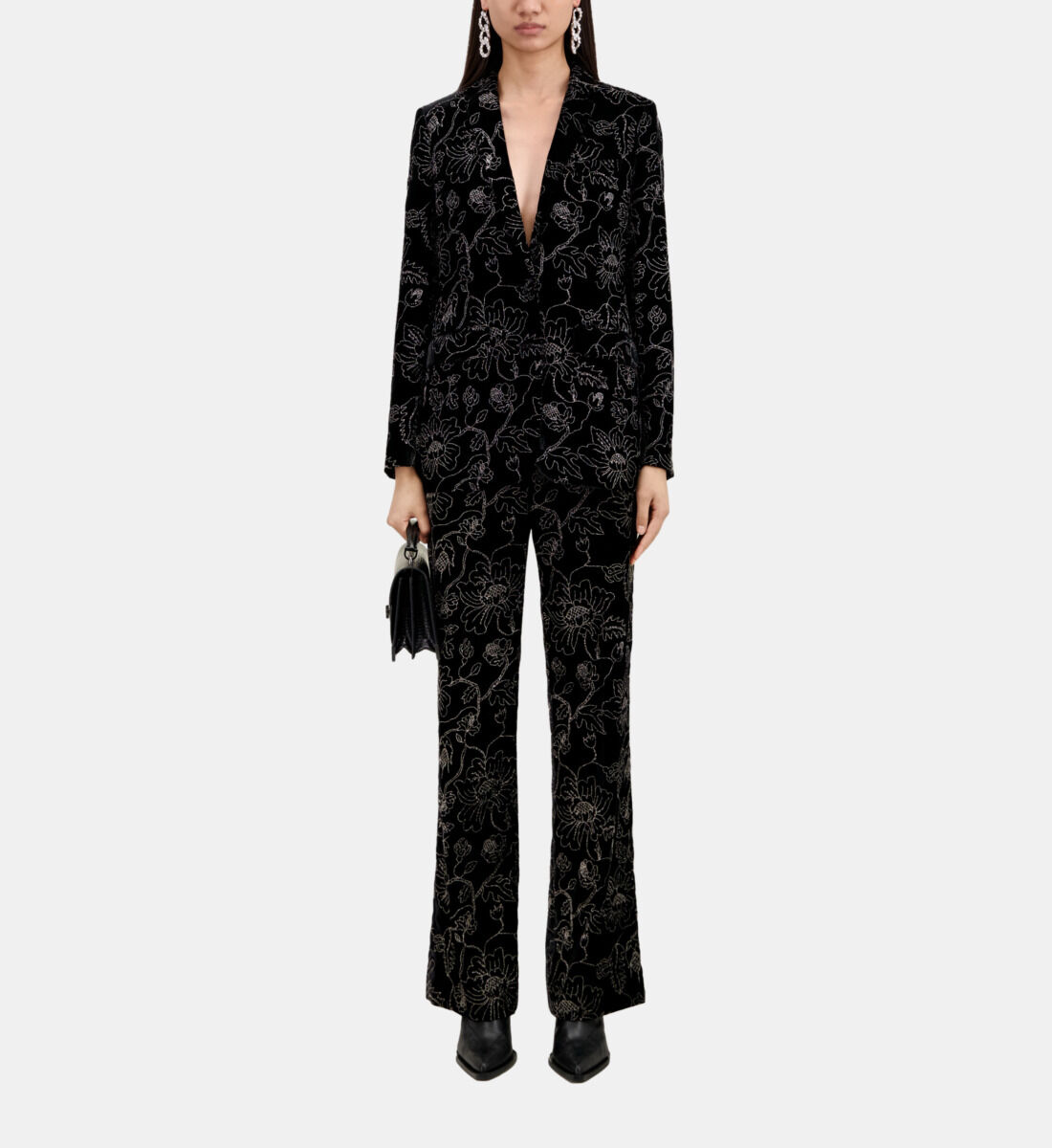 Veste tailleur en velours noire The Kooples France