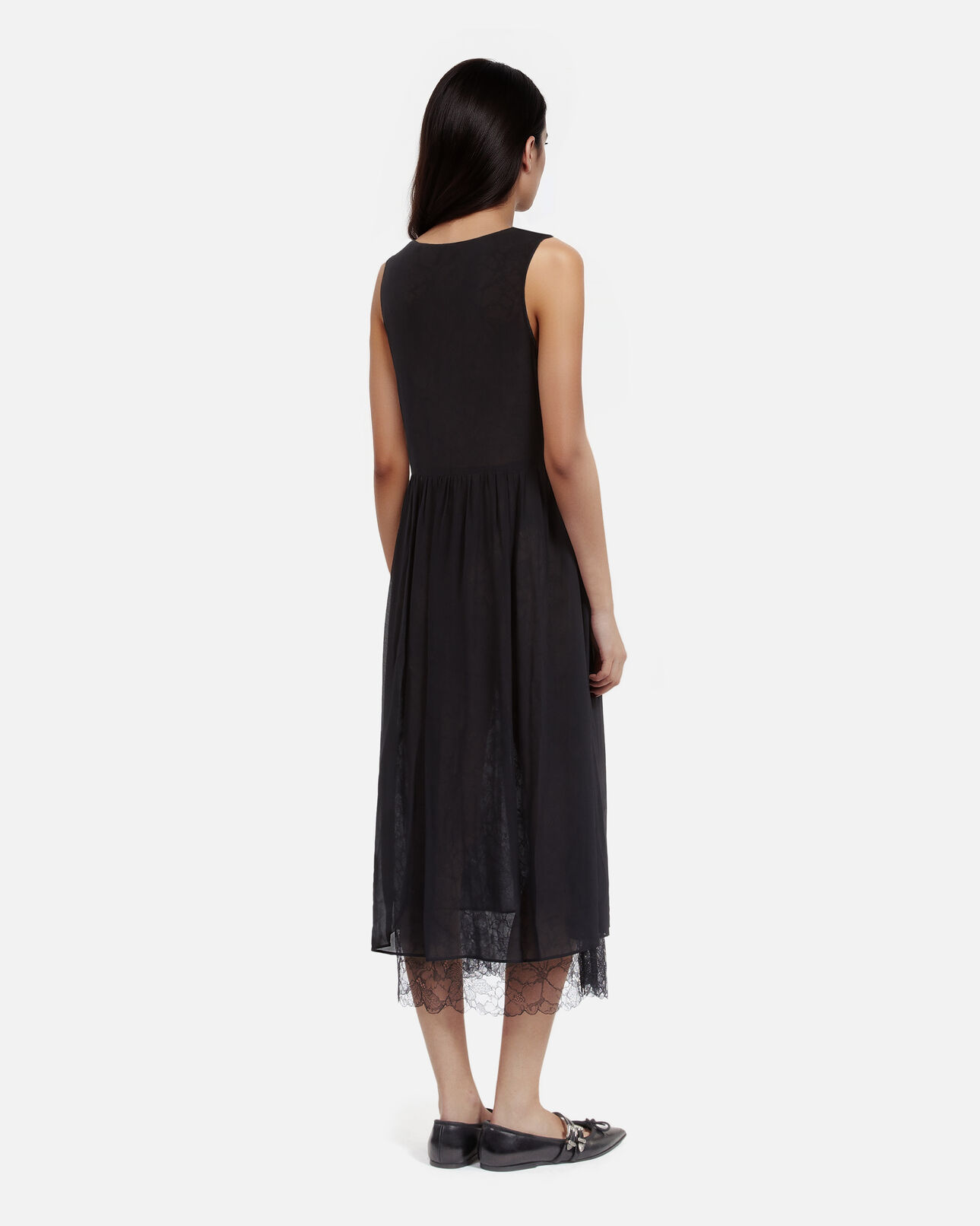The Kooples WOMEN BLACK long dress with black lace
