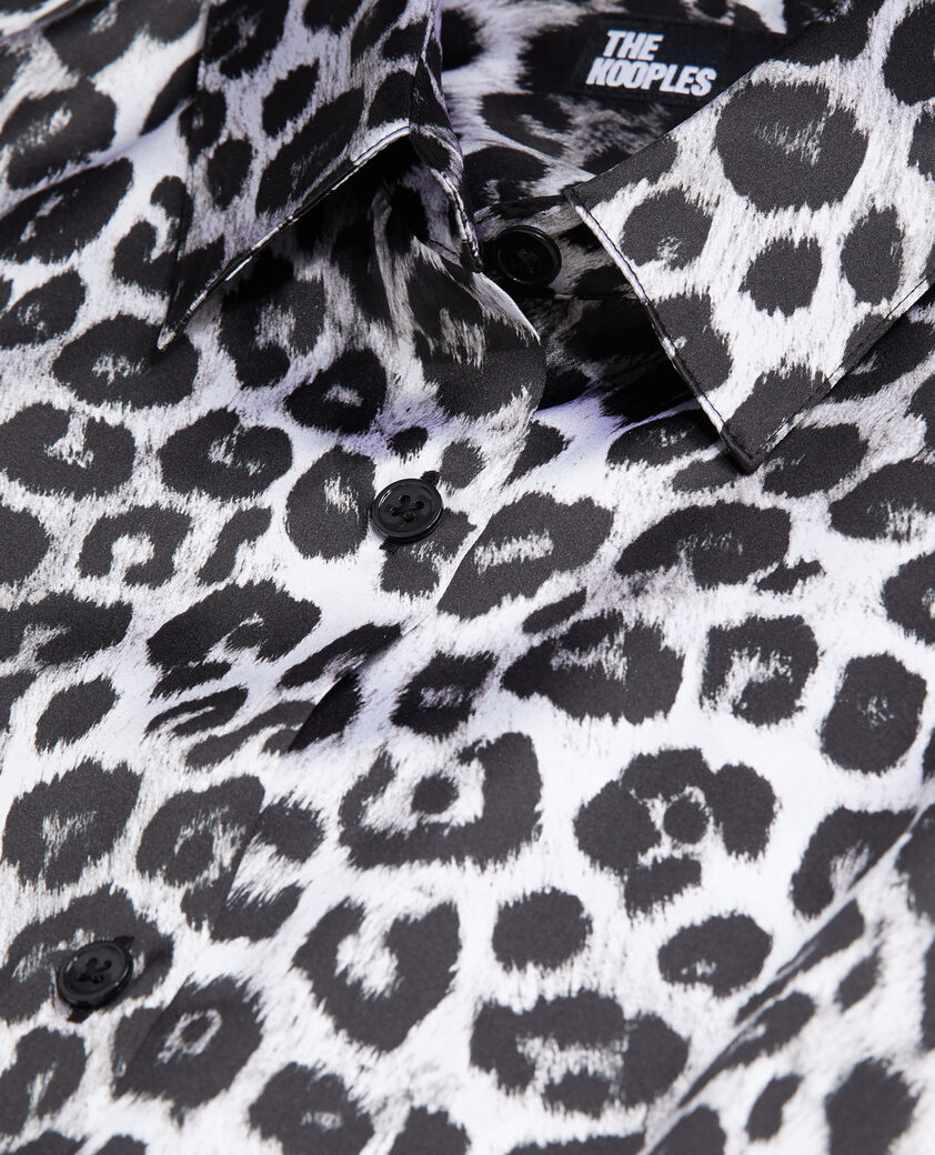 The Kooples FEMME BLACK WHITE LEOPARD chemise imprimée en soie