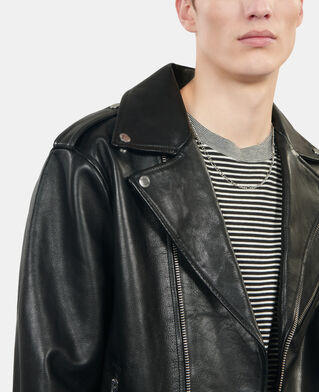 The Kooples HOMME BLACK blouson biker en cuir noir