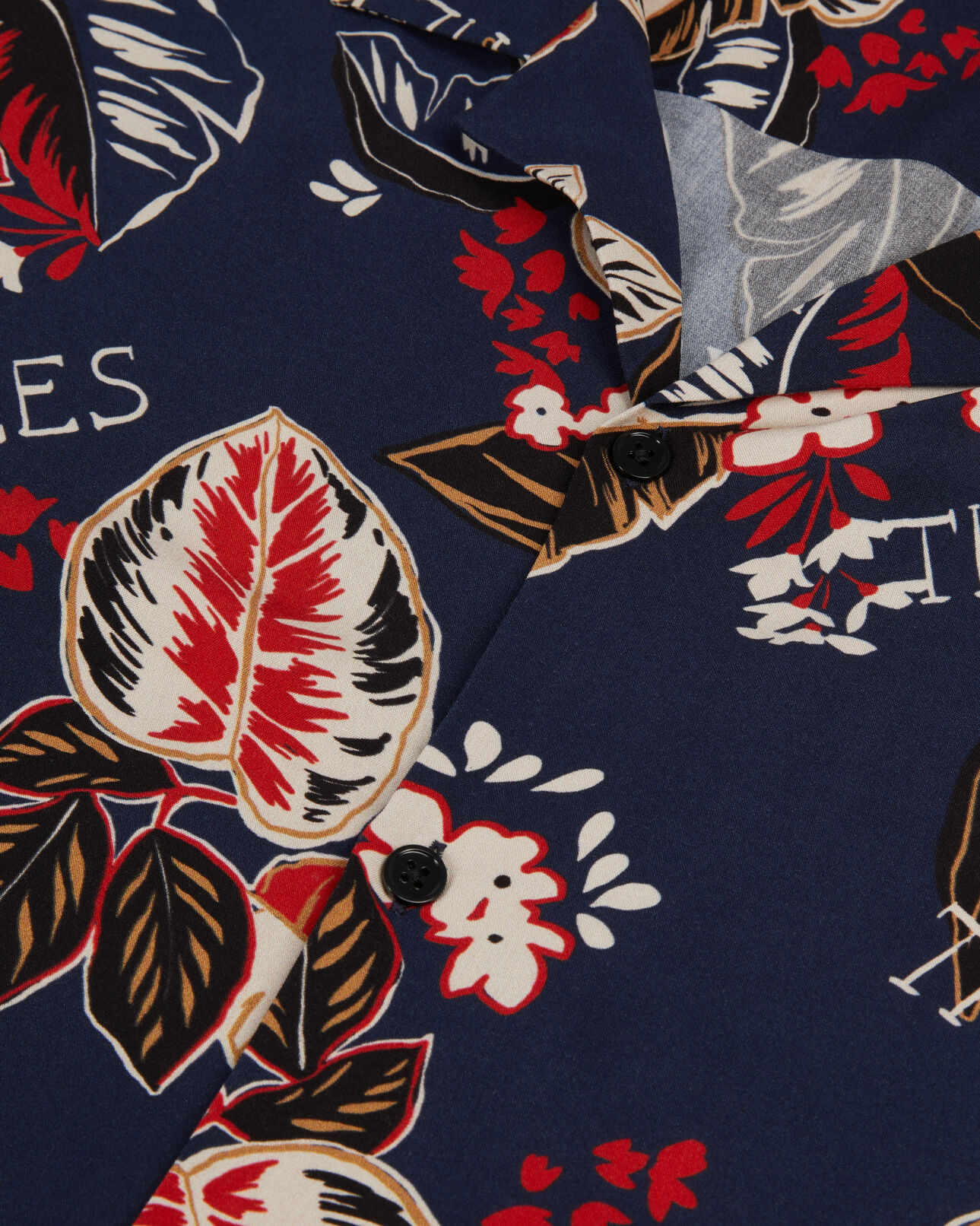 The Kooples MEN NAVY navy leaf print short sleeve shirt