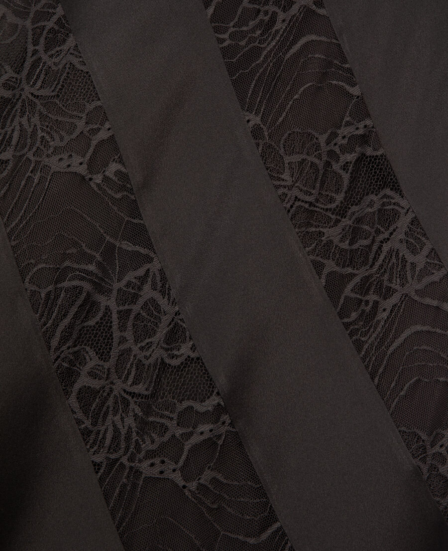 The Kooples WOMEN BLACK black silk and lace long babydoll dress