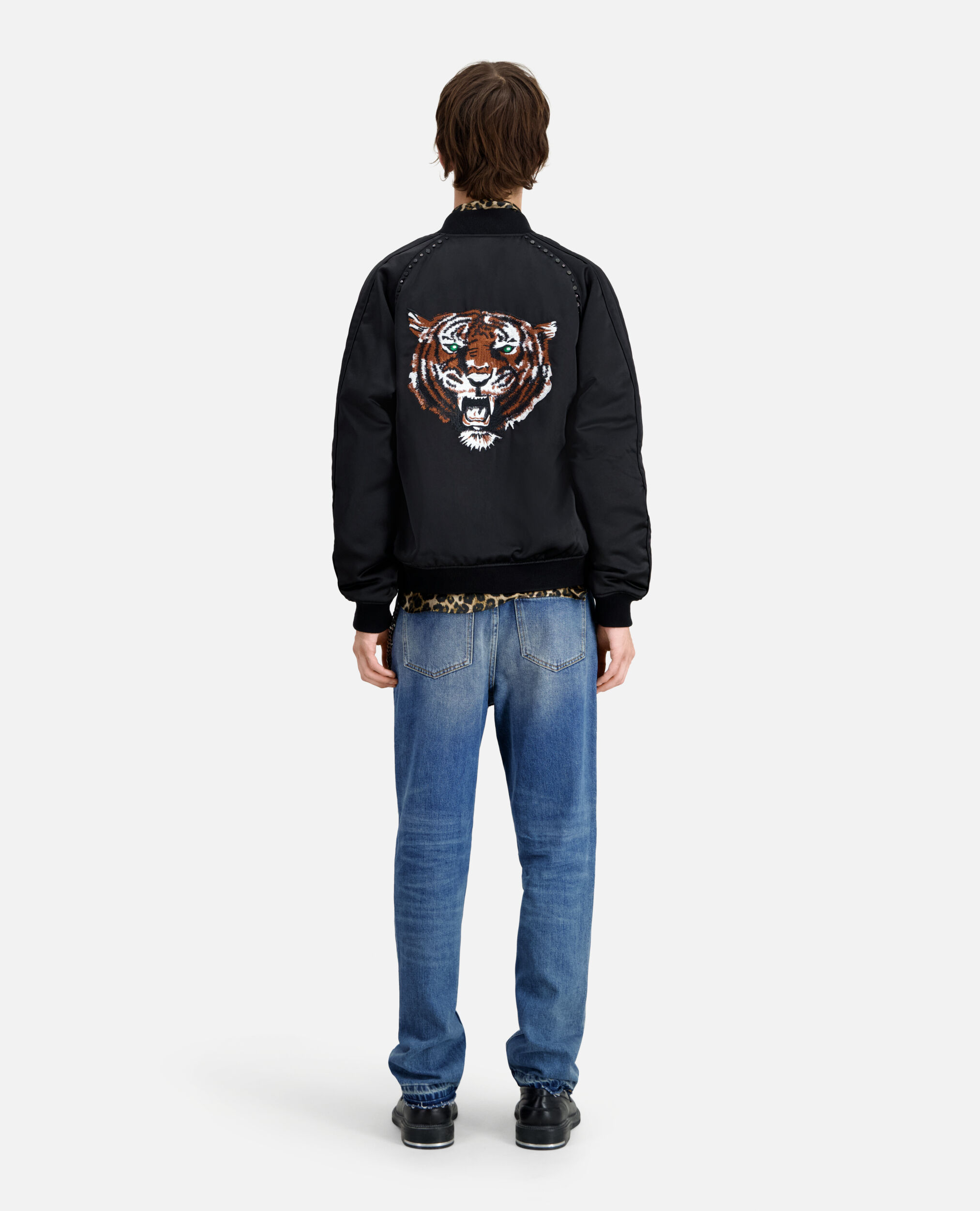 Black jacket with Wild tiger embroidery, BLACK, hi-res image number null