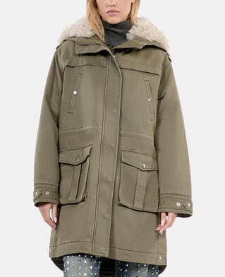 The Kooples WOMEN OLIVE NIGHT khaki hooded parka