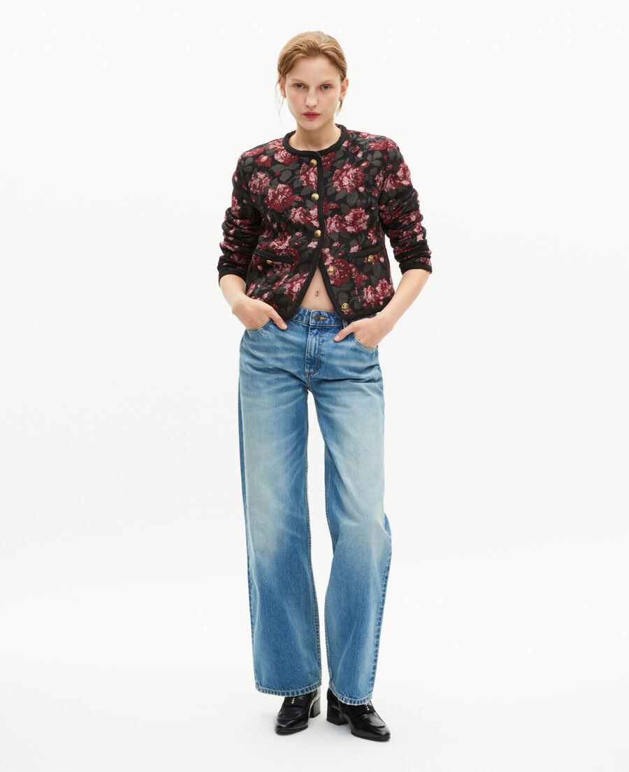 The Kooples WOMEN BLACK - RED jacket in burgundy pink jacquard