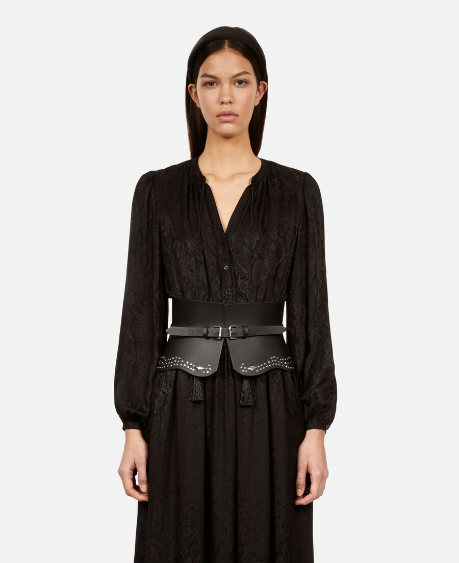 The Kooples F BLACK black leather corset belt with studs