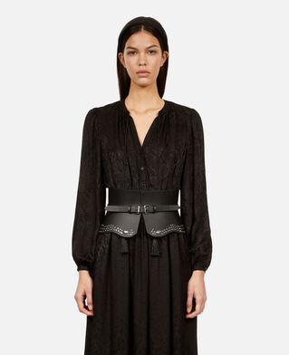 The Kooples F BLACK black leather corset belt with studs