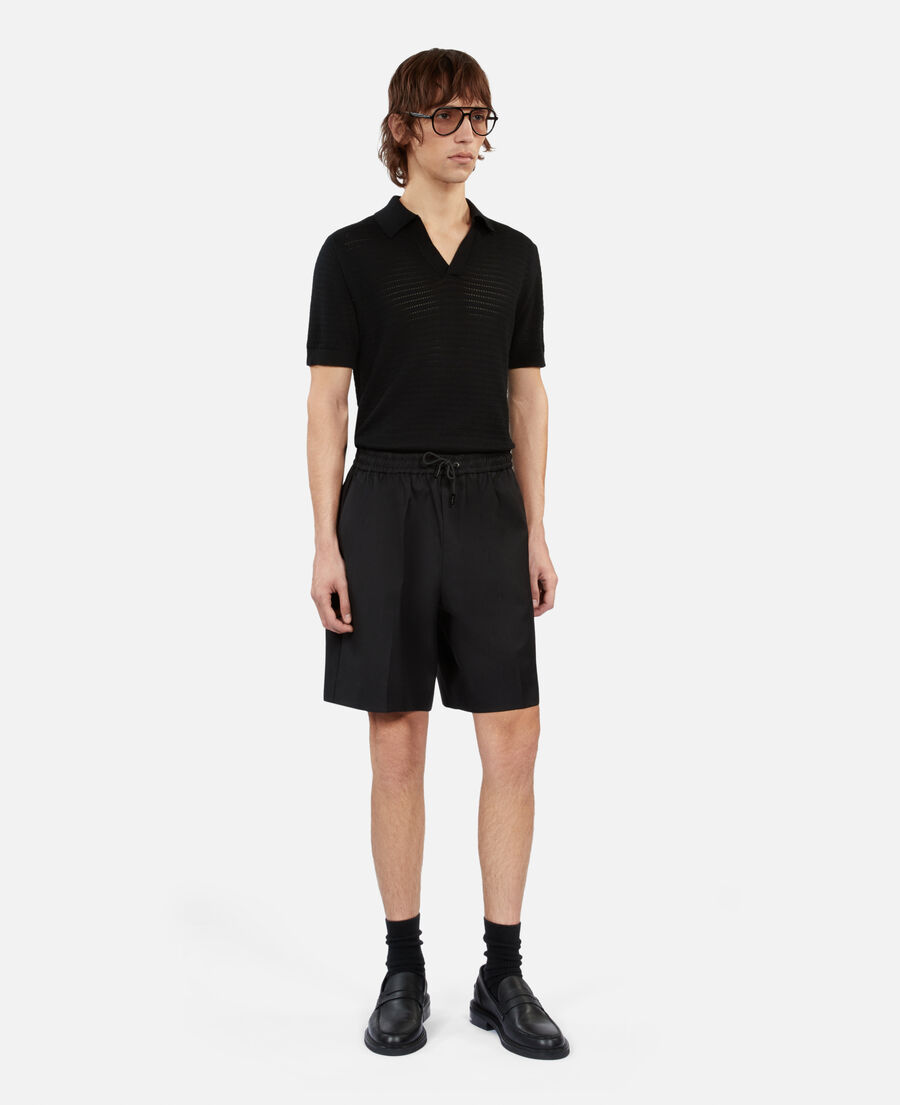 black wool bermuda shorts