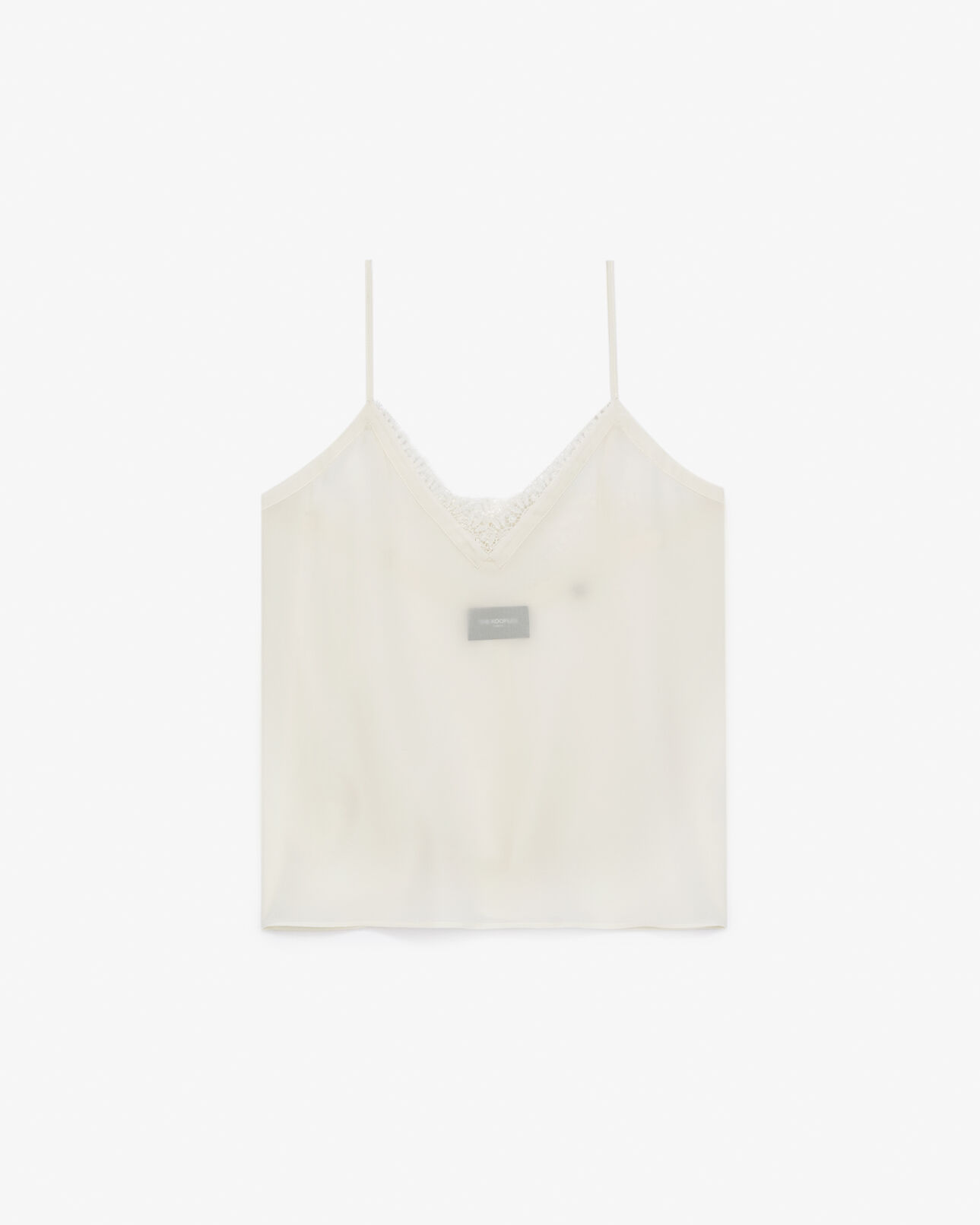 The Kooples WOMEN ECRU ecru silk camisole with v-neck and lace back