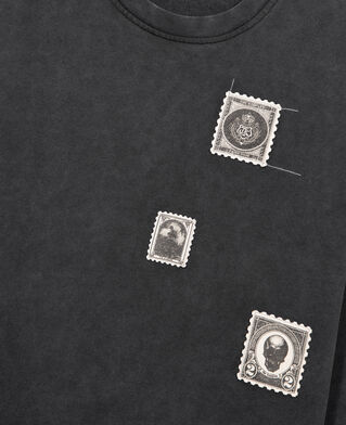 The Kooples MEN BLACK WASHED black faded sweatshirt with patches