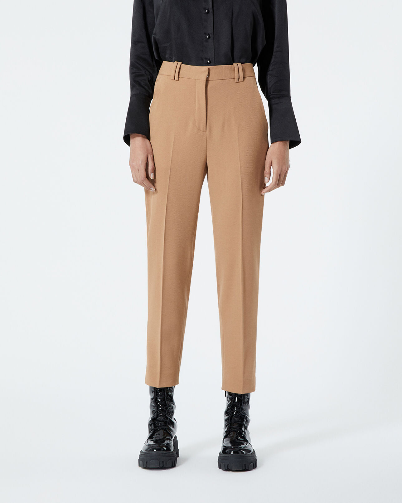 The Kooples WOMEN CAMEL straight wool camel pants w/pockets
