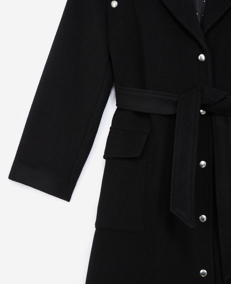 Long black wool coat with press studs The Kooples