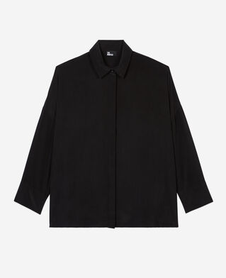 The Kooples WOMEN BLACK loose black washed silk shirt