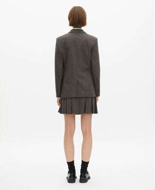 The Kooples FEMME BROWN veste prince de galles en laine marron