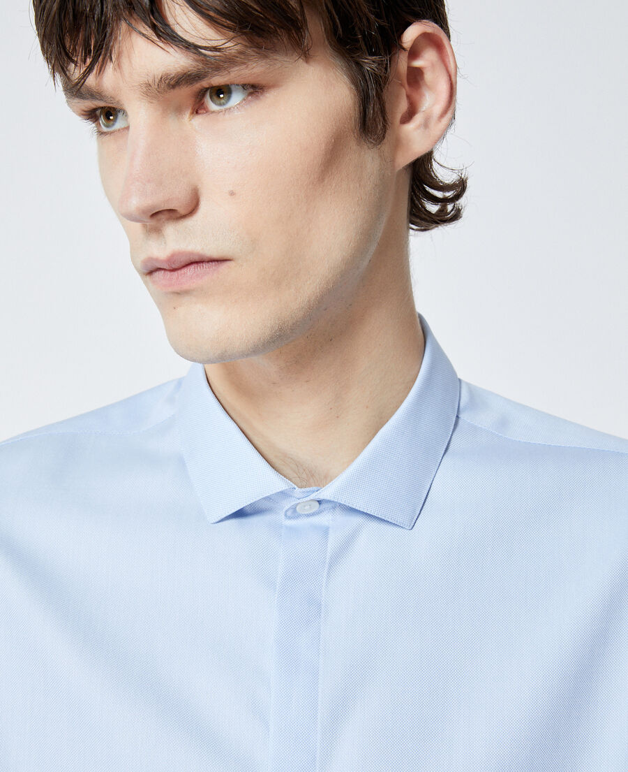 chic blue shirt in cotton w/cutaway collar