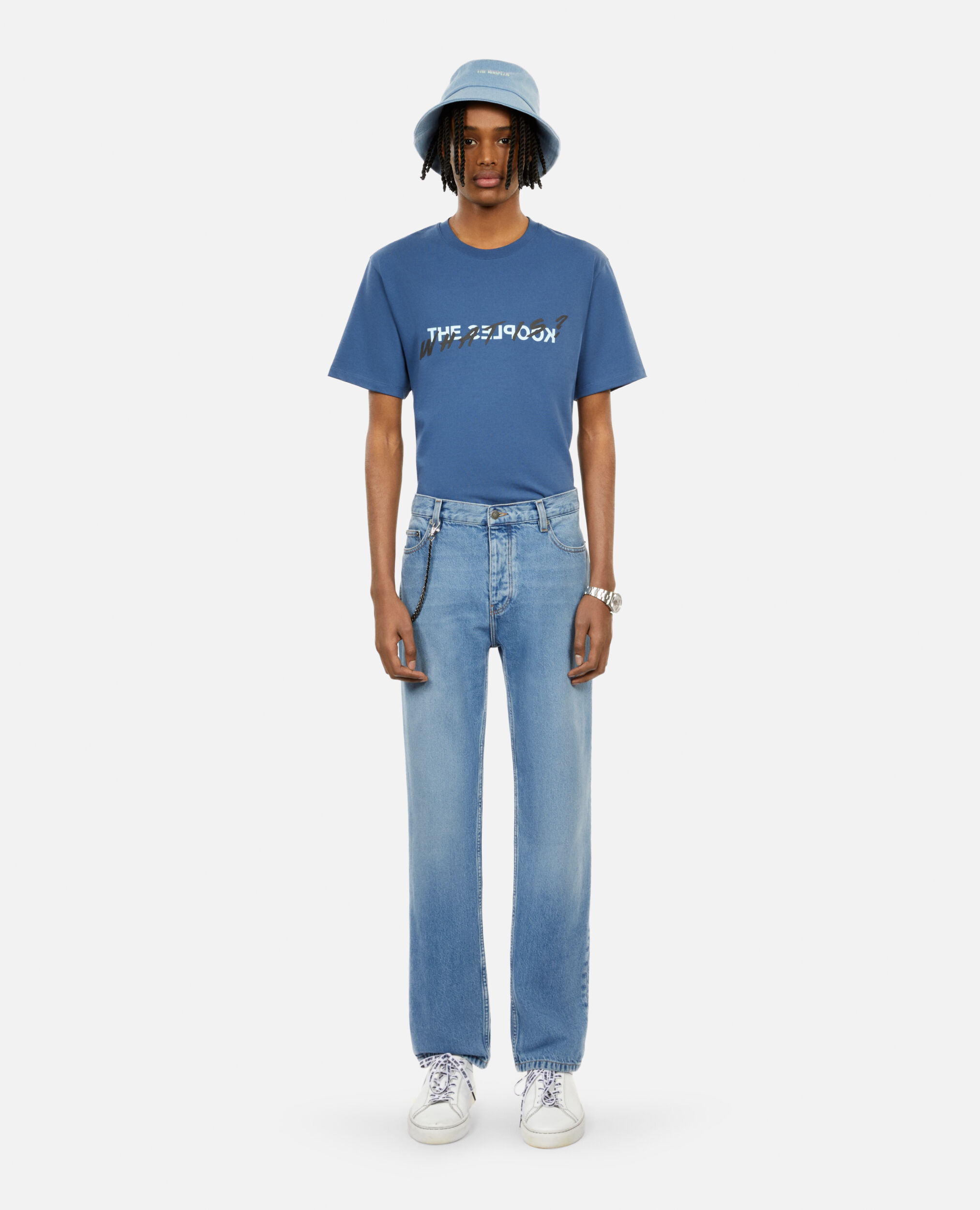 Blue straight jeans, BLUE DENIM, hi-res image number null