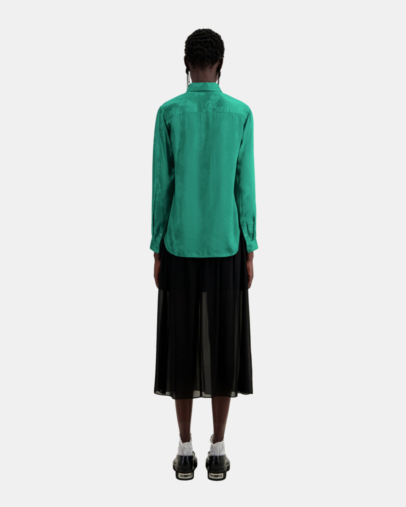 The Kooples FEMME GREEN chemise jacquard fleurie verte