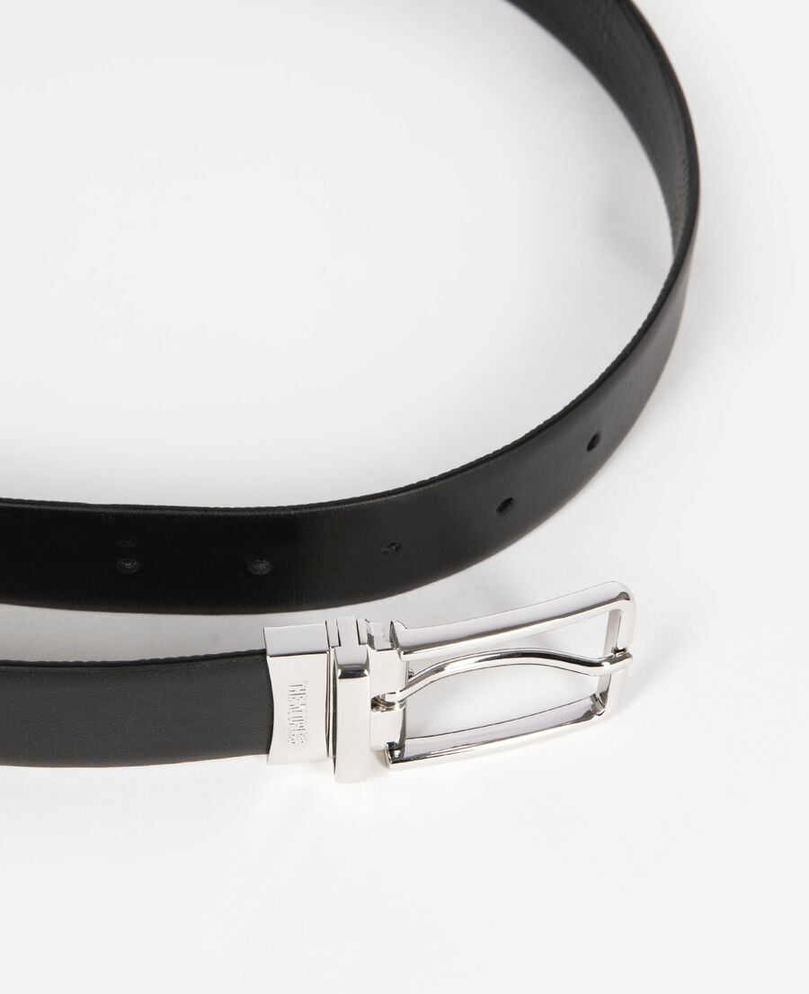 The Kooples HOMME BLACK ceinture réversible en cuir noir