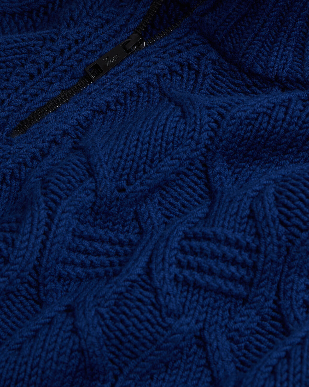 The Kooples HOMME ROYAL BLUE - DARK NAVY pull bleu en laine torsadée avec zip