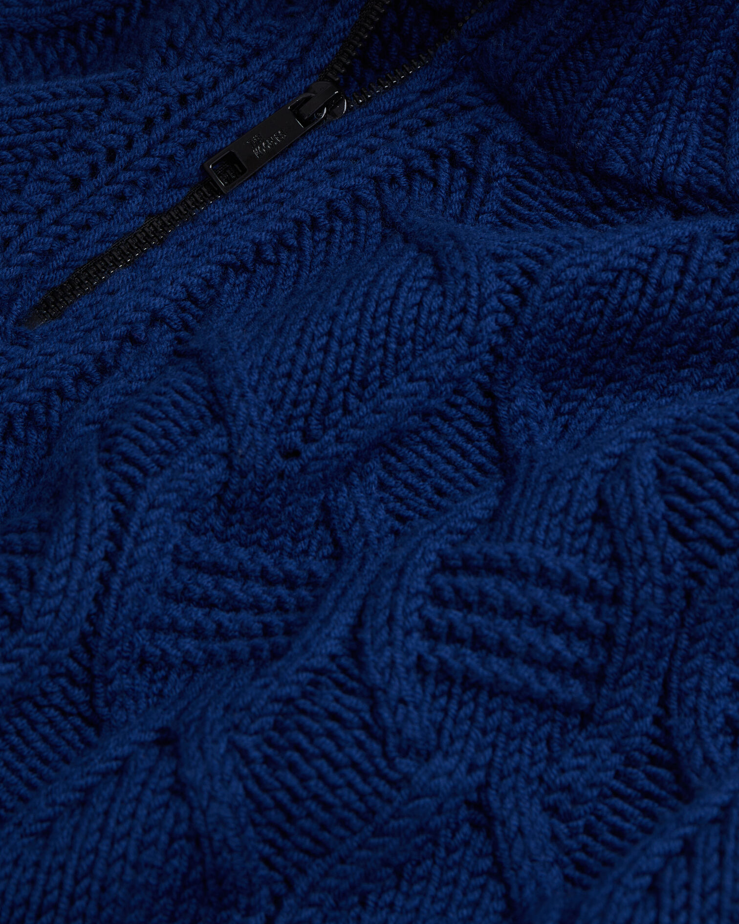 Pull bleu en laine torsadée avec zip, ROYAL BLUE - DARK NAVY, hi-res image number null