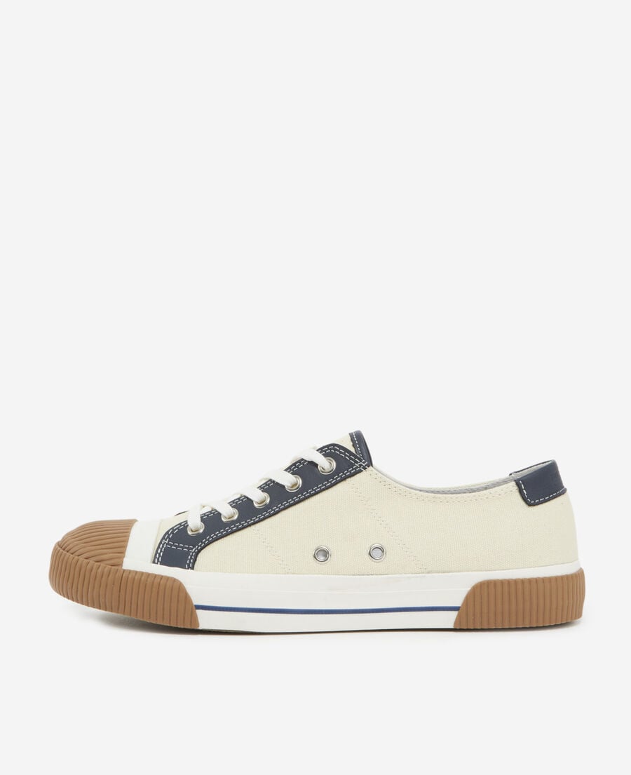 The Kooples UNISEX ECRU ecrufarbene niedrige turnschuhe aus stoff